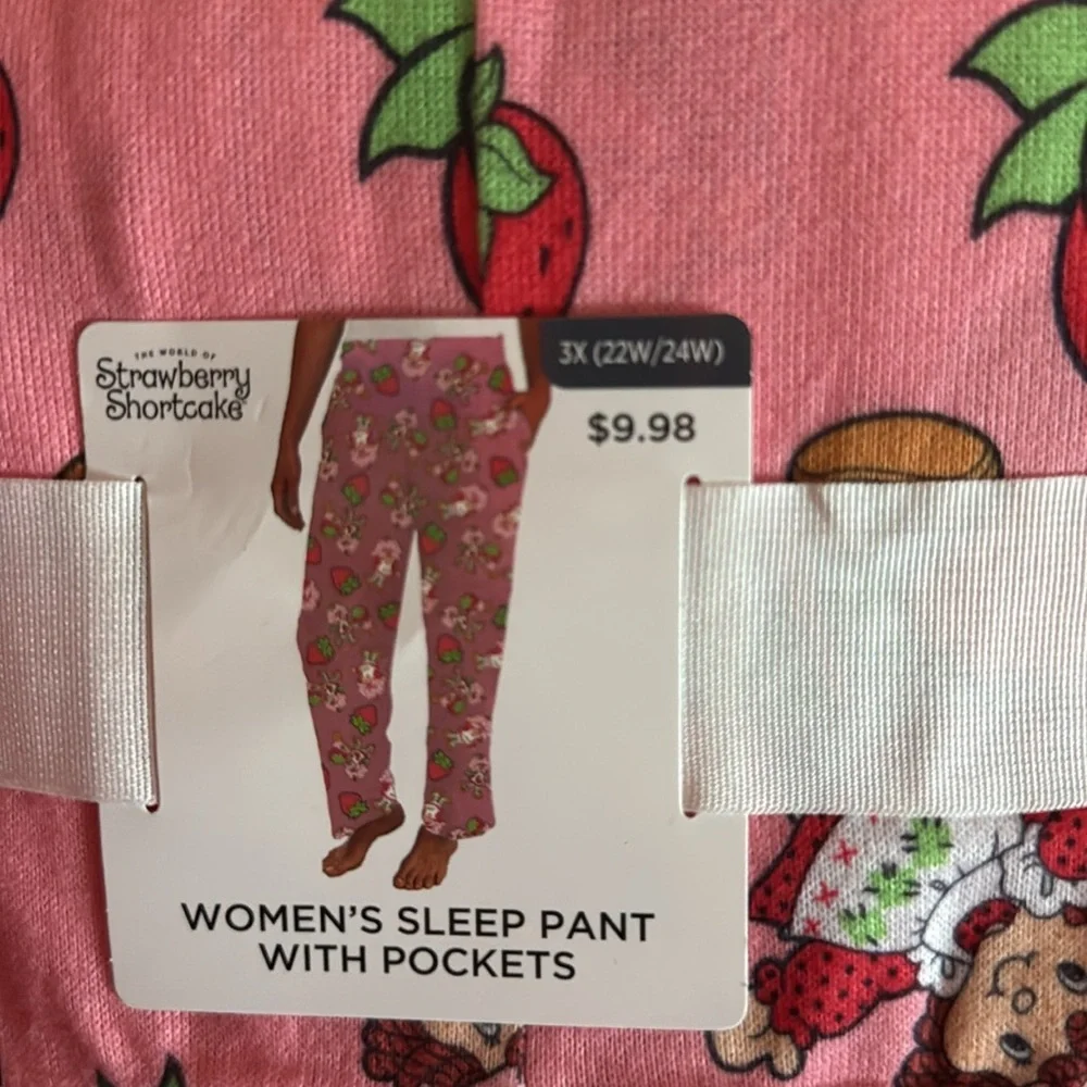 Nwt Women's Pink Strawberry Print Pajama Pants - Picture 4 of 4
